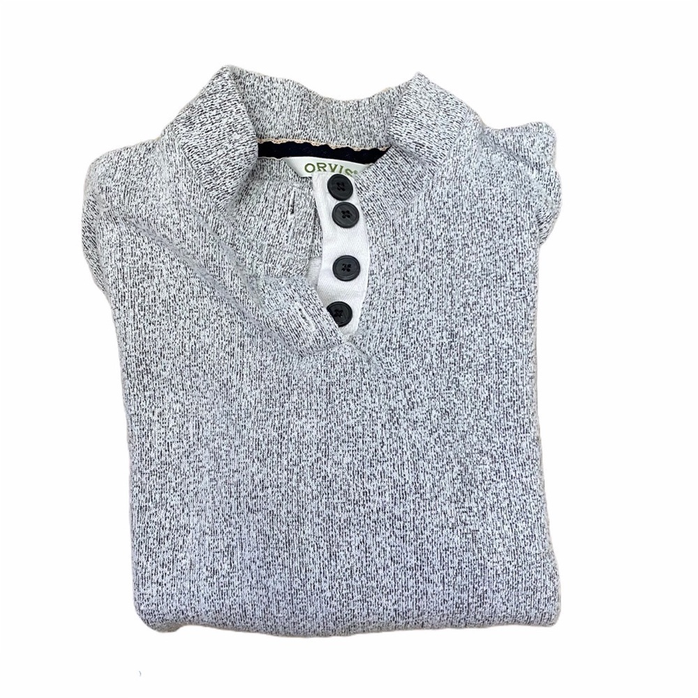 Orvis 1/4 Pullover with Buttons Grey Mens Small - Picture 2 of 9